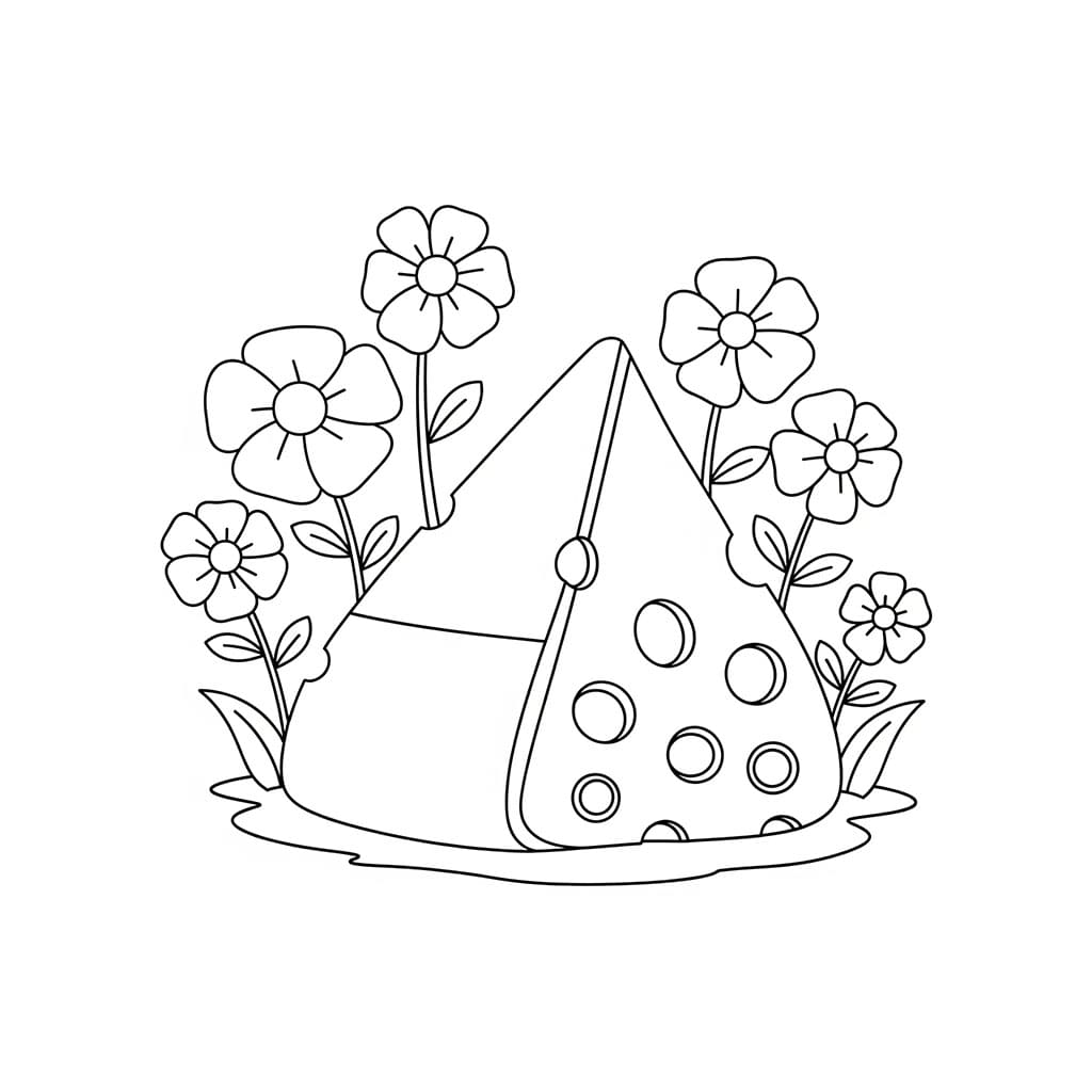 Formaggio e fiori da colorare