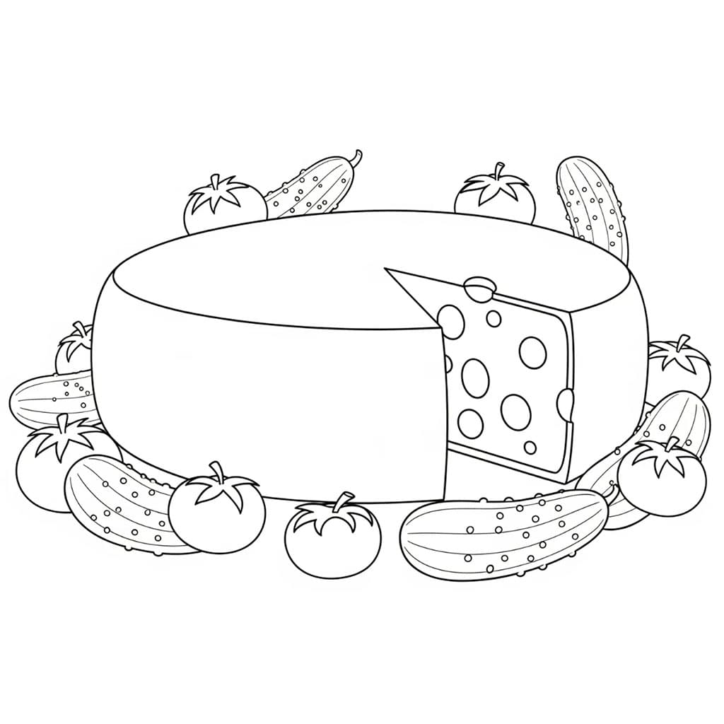 Formaggio e frutta da colorare