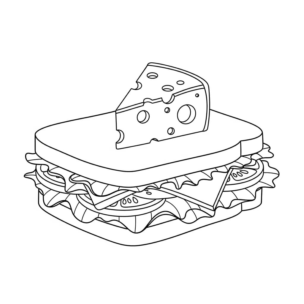 Formaggio e hamburger da colorare