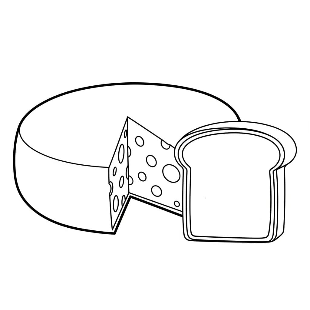 Formaggio e pane da colorare