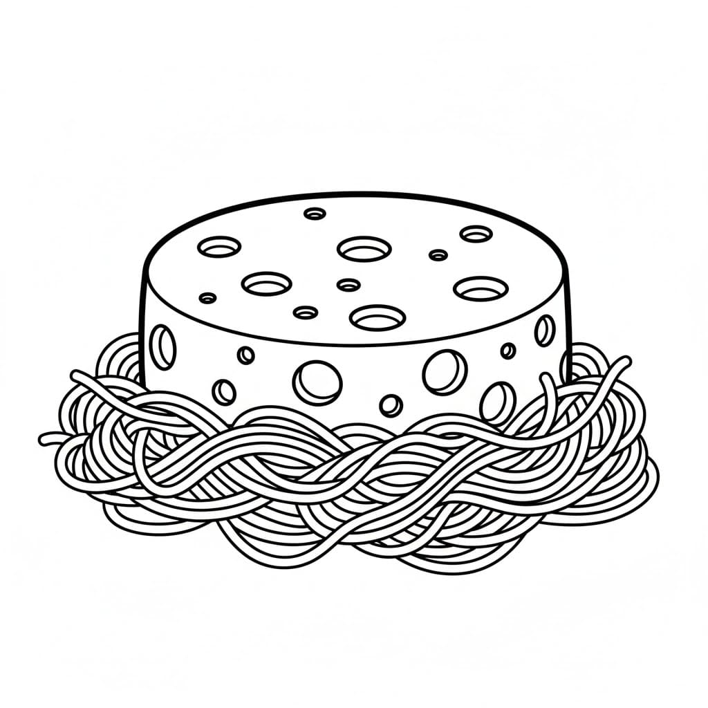 Formaggio e spaghetti da colorare