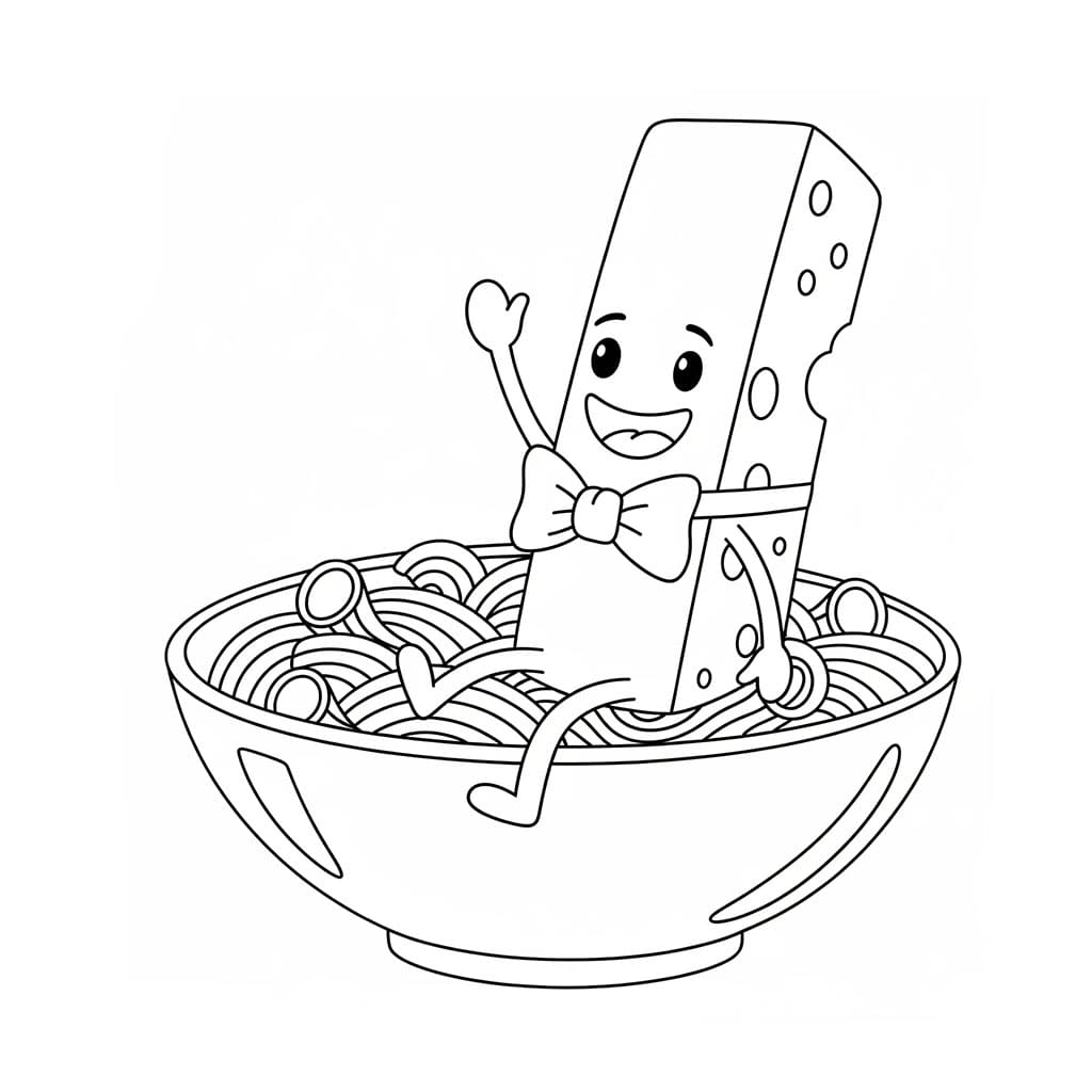 Formaggio e tagliatelle da colorare