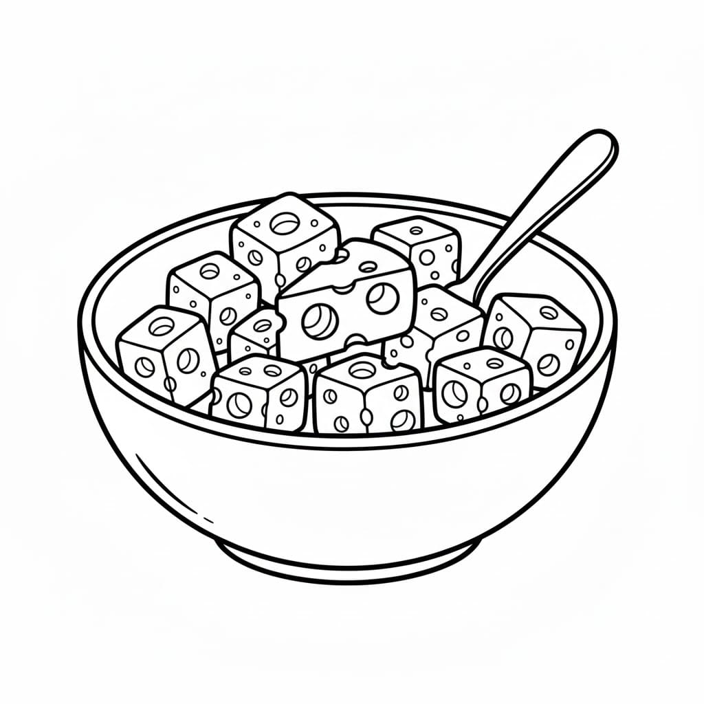 Formaggio in una ciotola da colorare