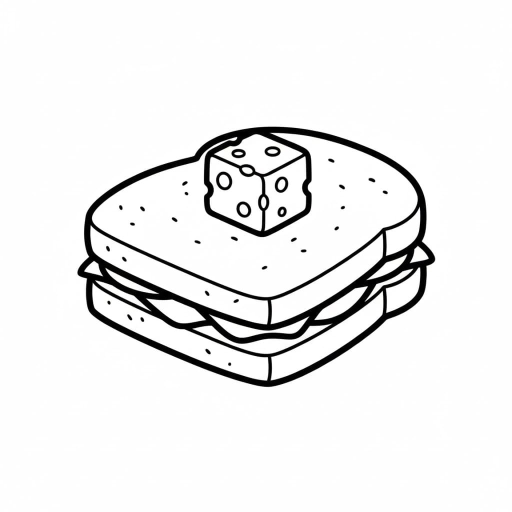 Formaggio su un panino da colorare