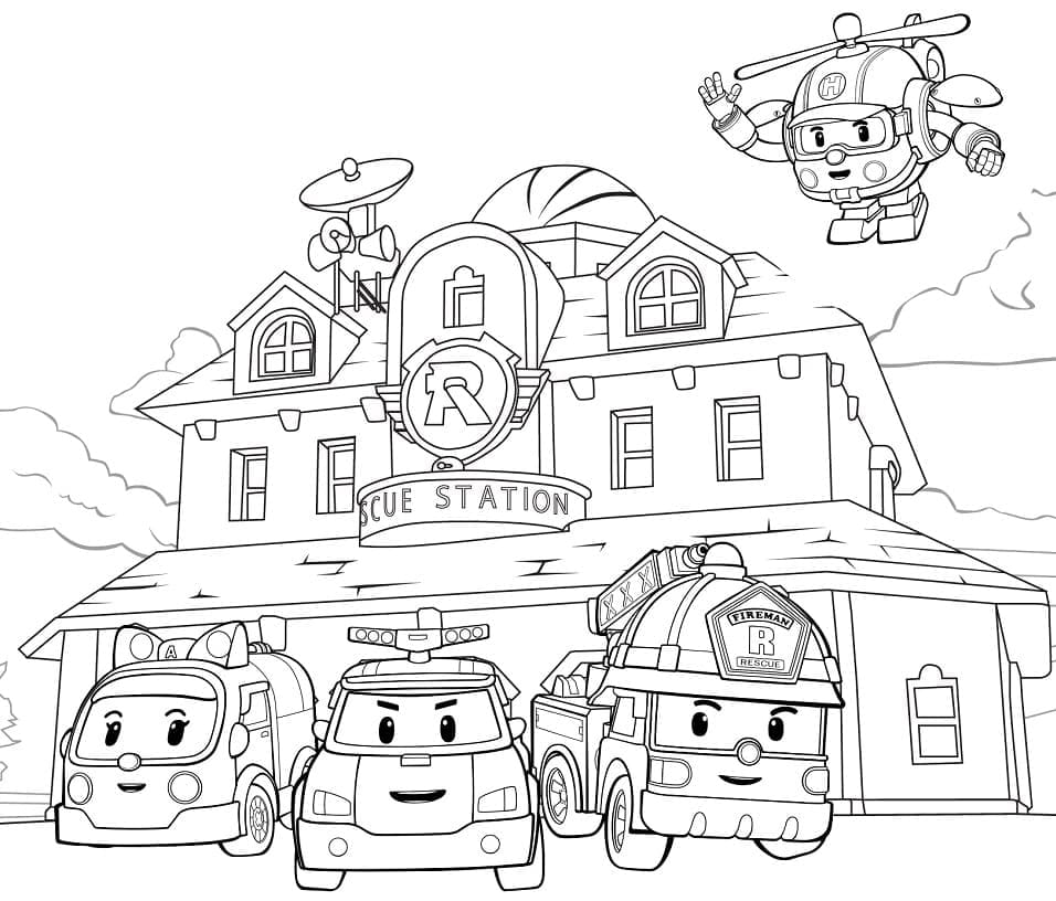 Free Printable Robocar Poli da colorare