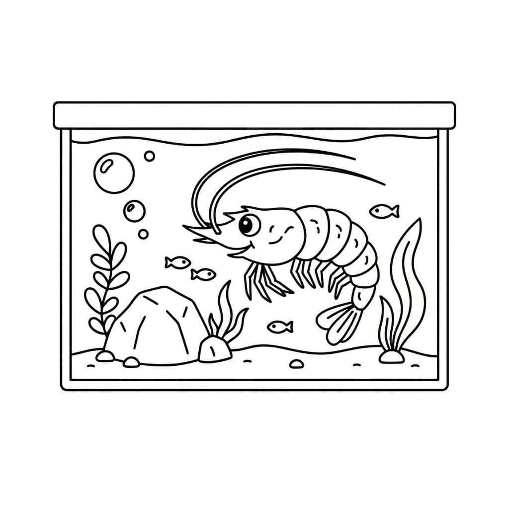 Gamberetti nell'acquario da colorare