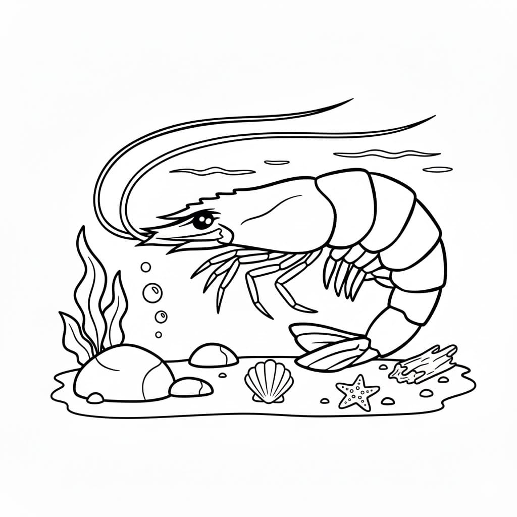 Gamberetti sotto il mare da colorare