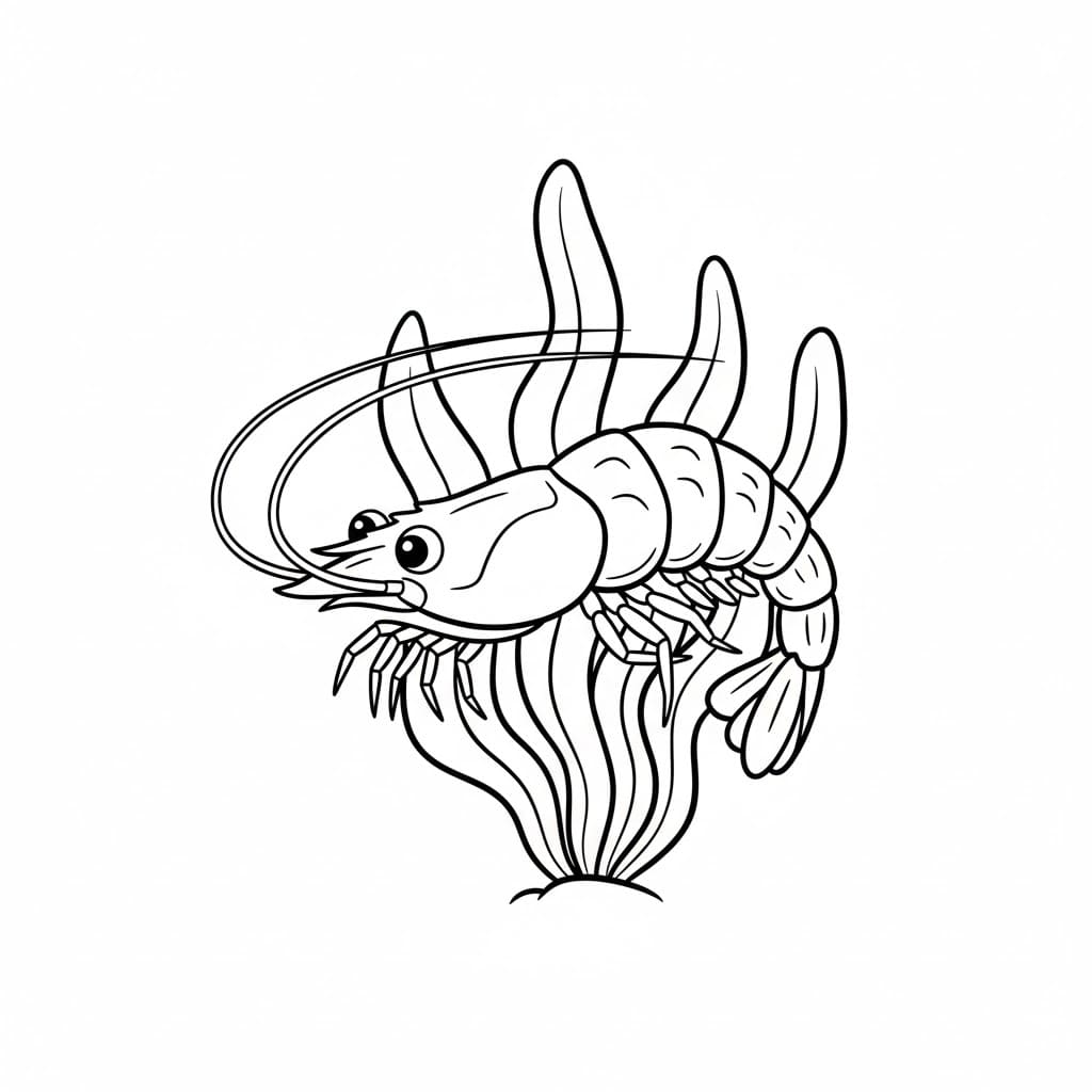 Gamberetti vicino alle alghe da colorare