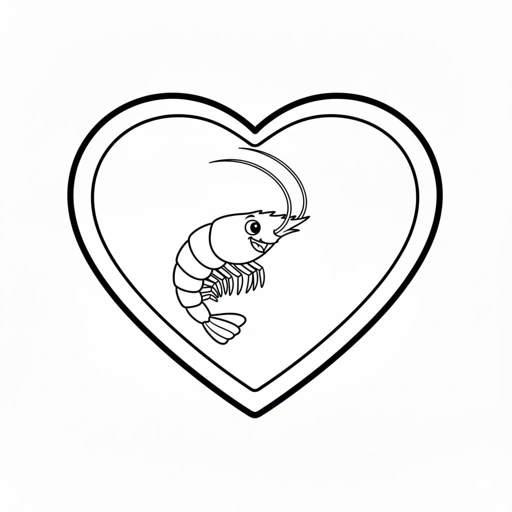 Gamberi a forma di cuore da colorare