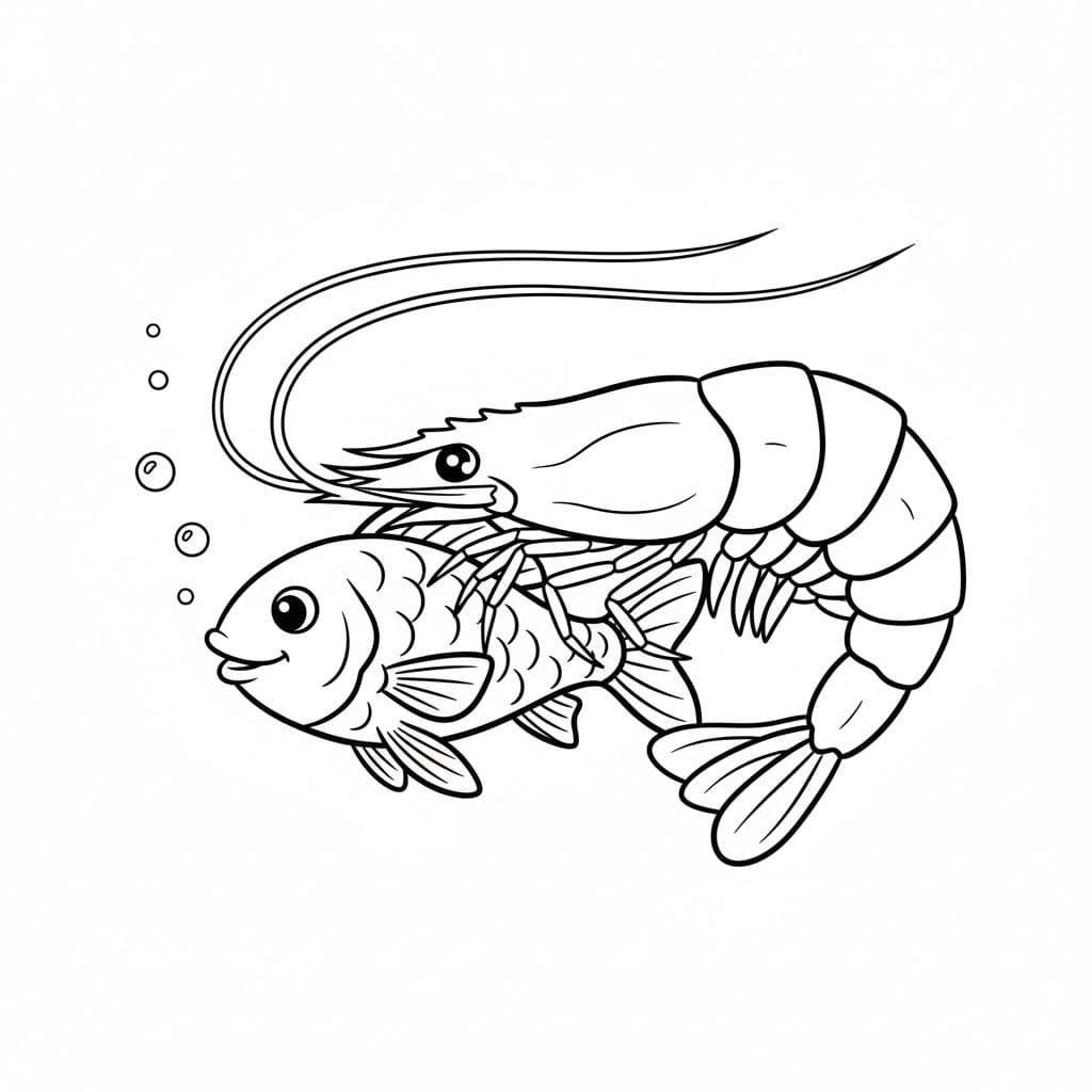 Gamberi e pesce da colorare
