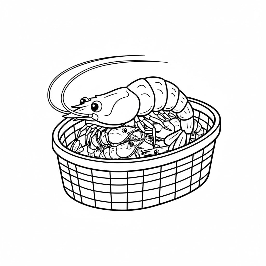 Gamberi nel cestino da colorare