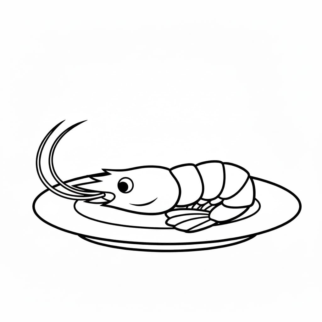 Gamberi nel piatto da colorare