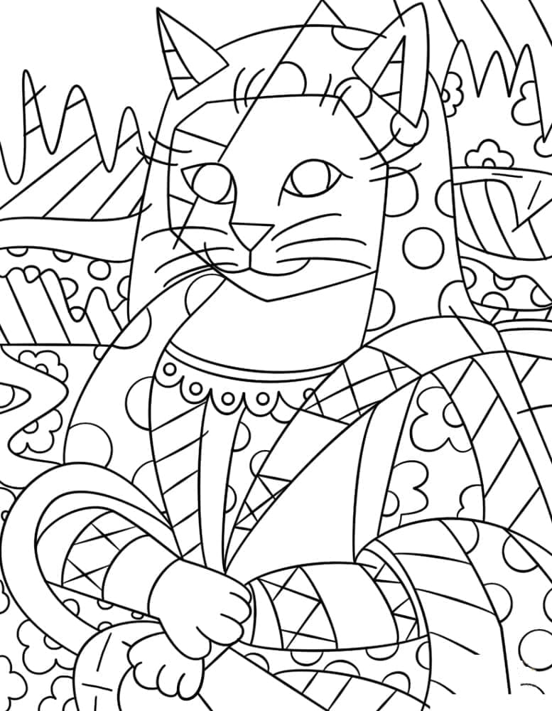 Gatto Mona di Romero Britto da colorare