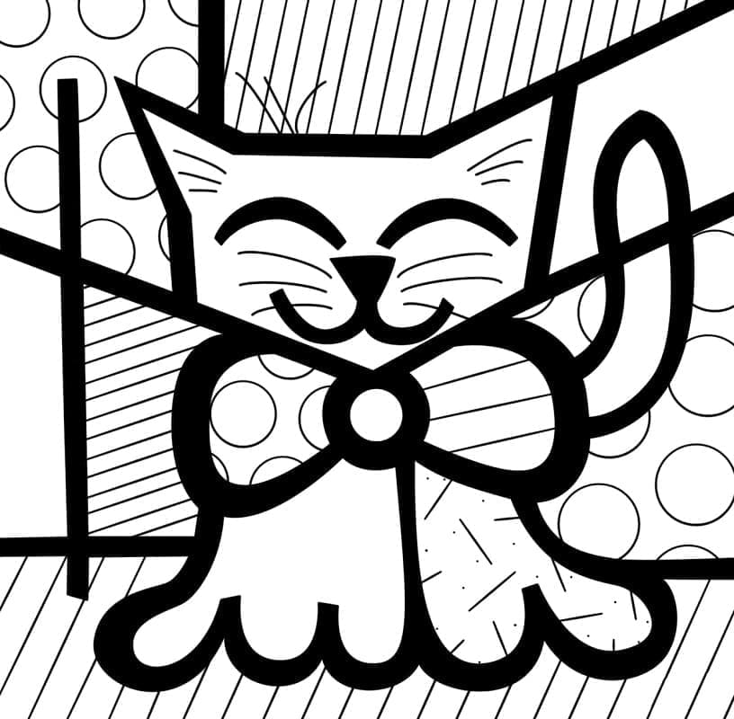 Gatto carino di Romero Britto da colorare