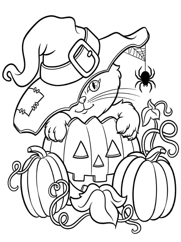 Gatto di Halloween da colorare