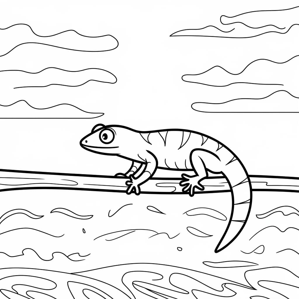 Geco sul ramo da colorare Geco sul ramo da colorare