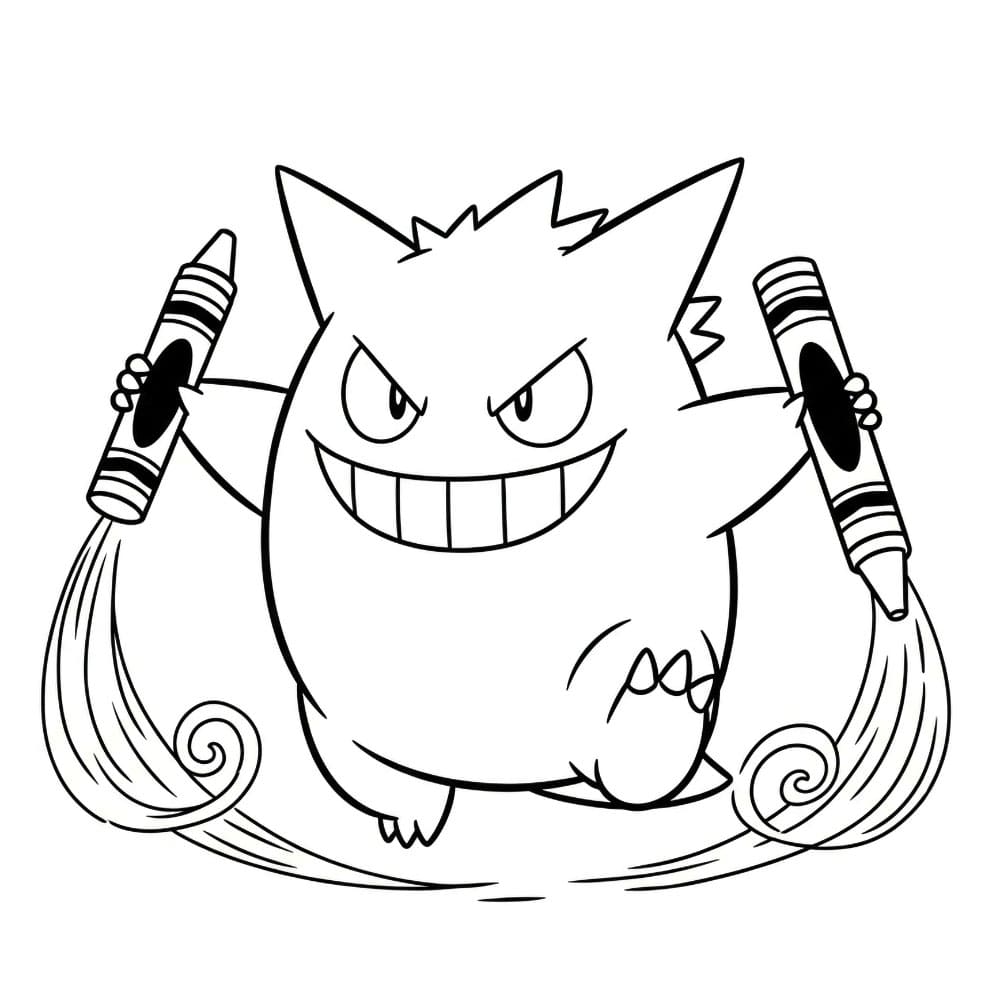 Gengar che impugna un bastone da colorare