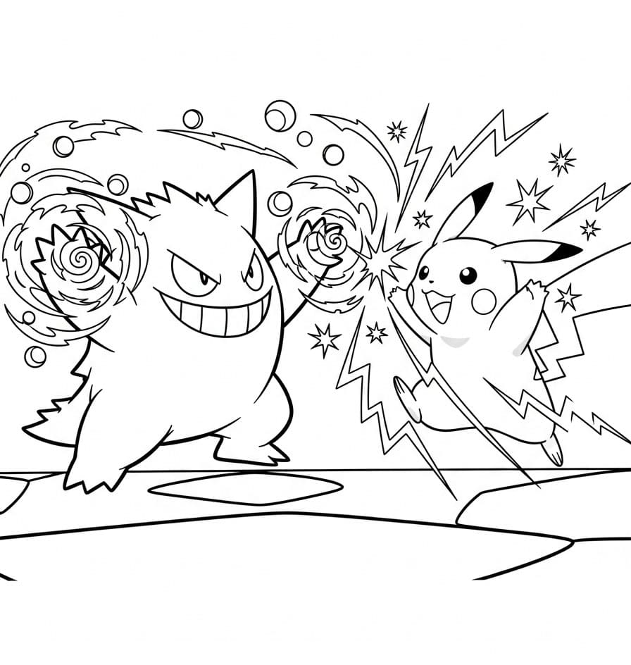 Gengar e Pikachu da colorare