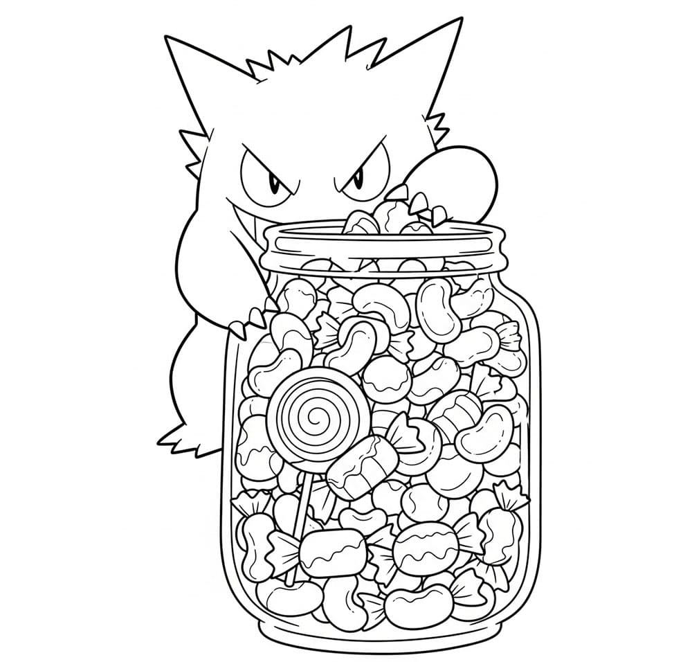 Gengar e barattolo di vetro da colorare