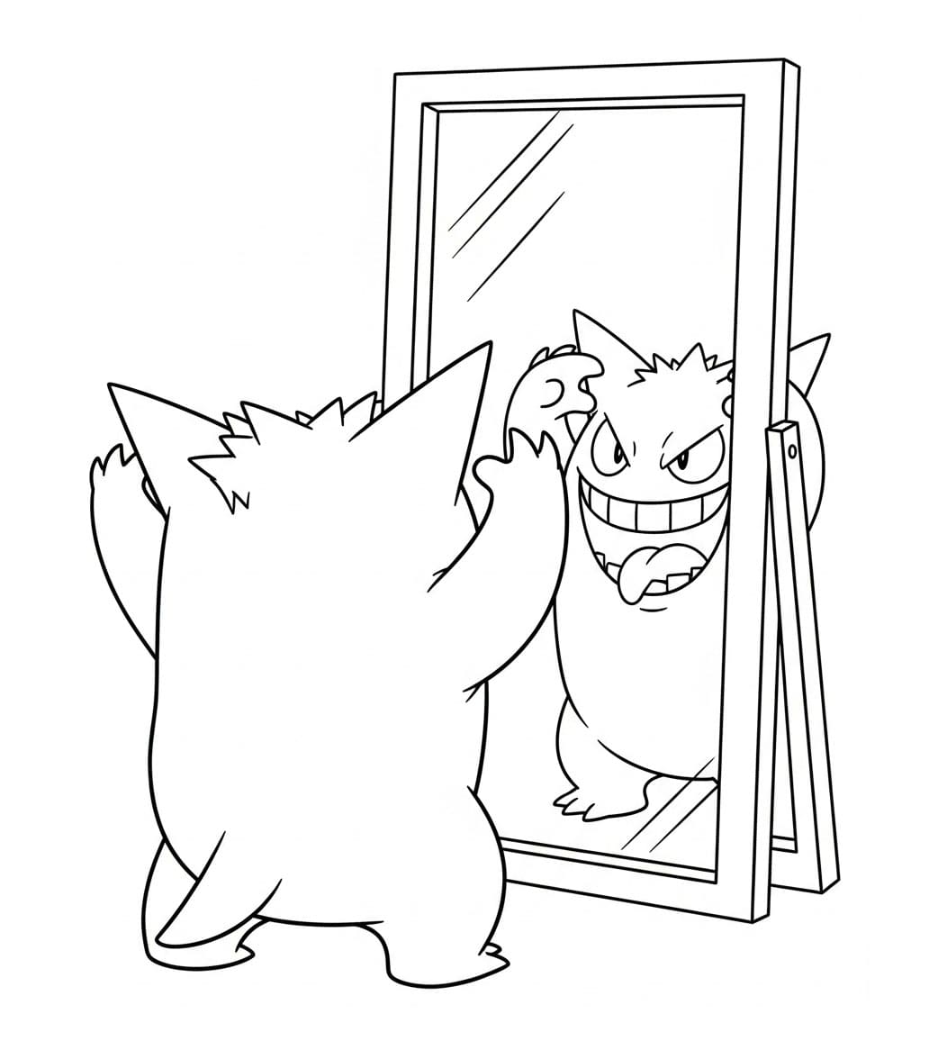 Gengar e lo specchio da colorare