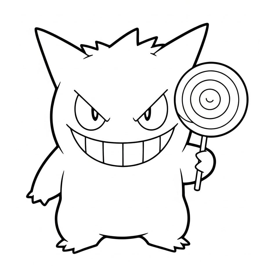 Gengar mangia caramelle da colorare