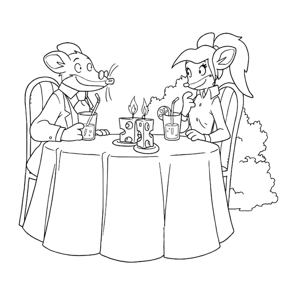 Geronimo Stilton a cena da colorare