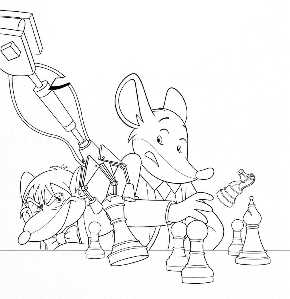 Geronimo Stilton che gioca a scacchi da colorare