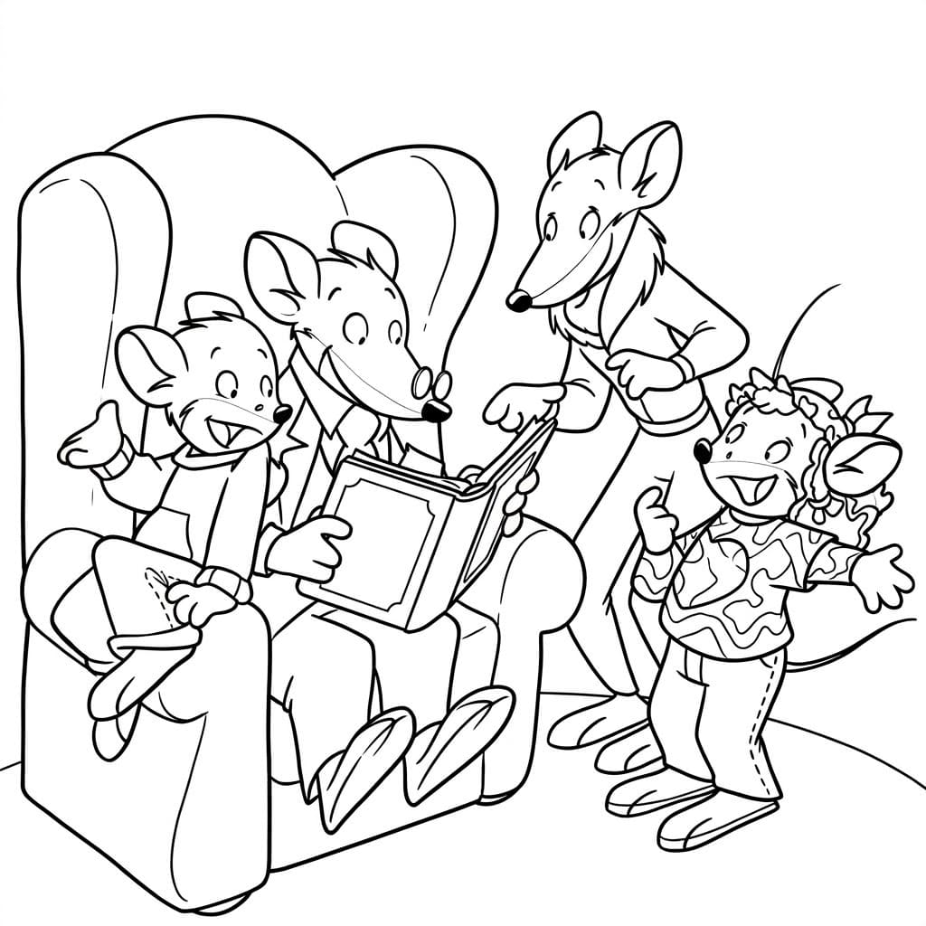 Geronimo Stilton e la sua famiglia da colorare