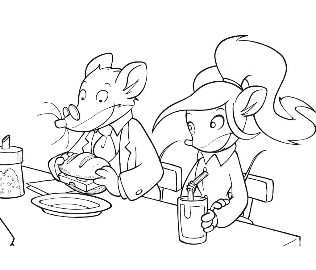 Geronimo e Petunia cenarono da colorare