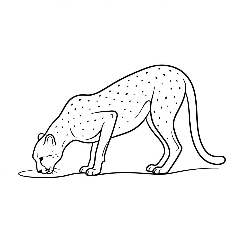 Ghepardo che beve da colorare