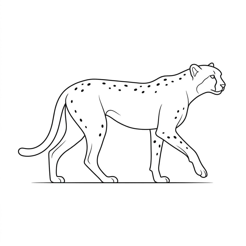 Ghepardo che cammina lentamente da colorare