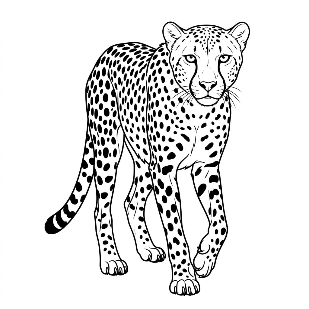 Ghepardo che cammina verso da colorare