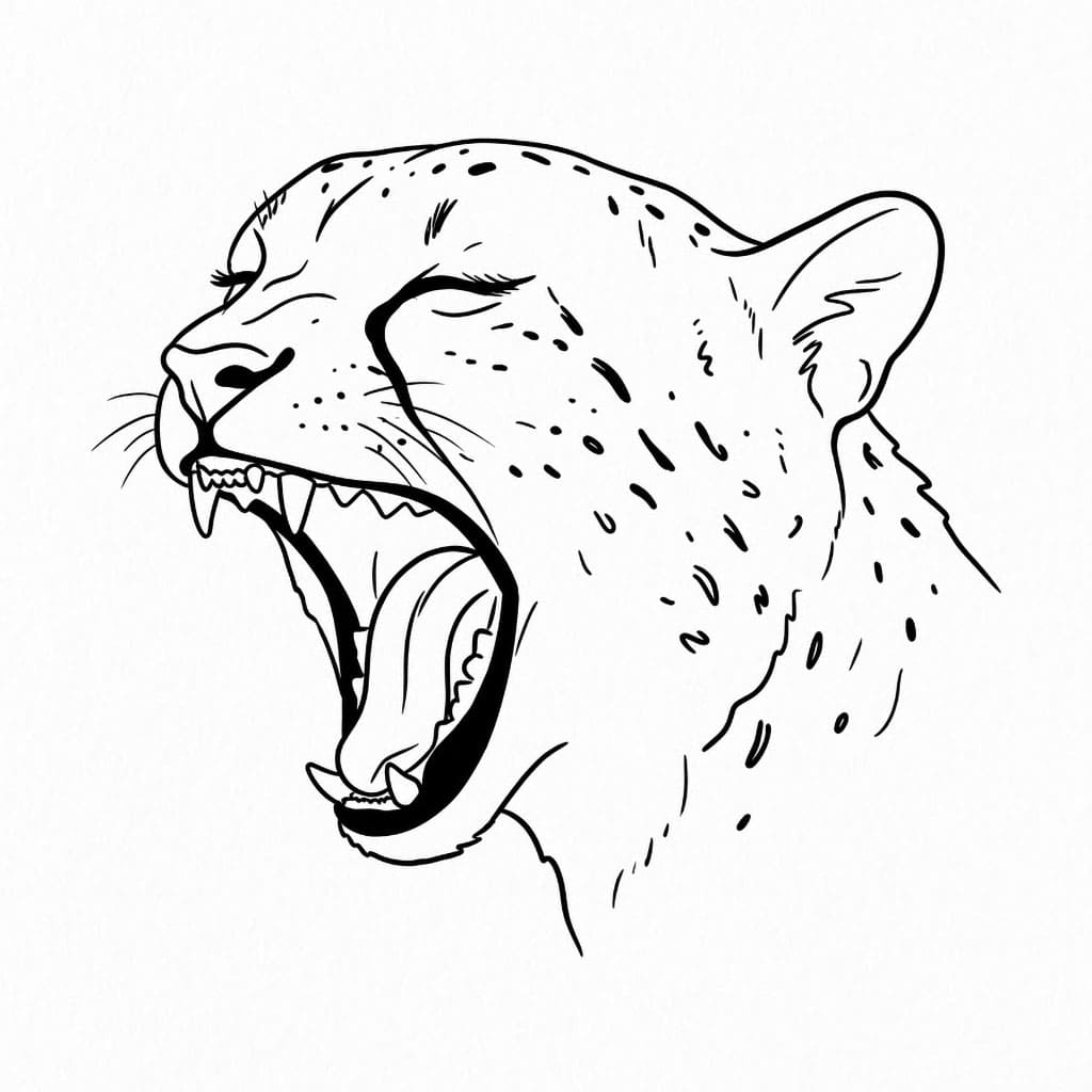 Ghepardo che sbadiglia da colorare