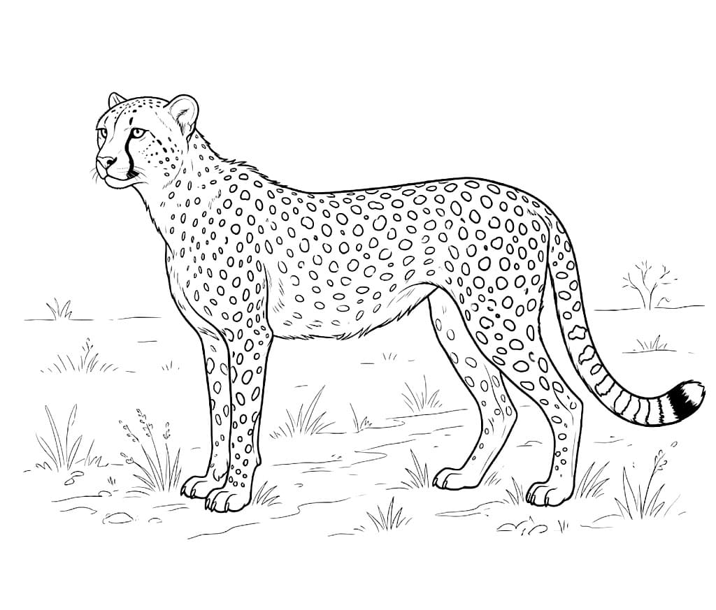 Ghepardo e erba minima da colorare