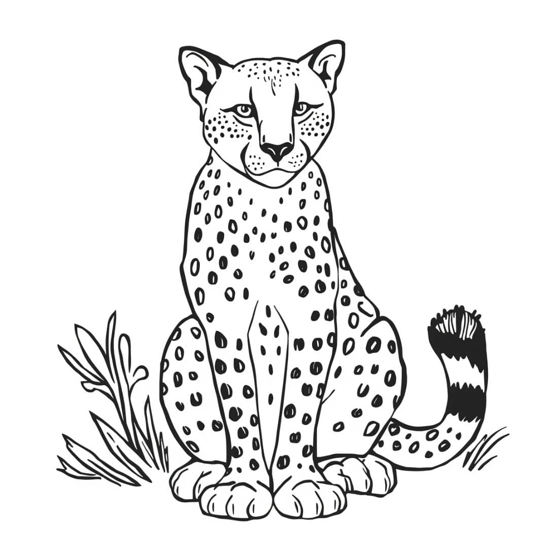Ghepardo seduto libero da colorare
