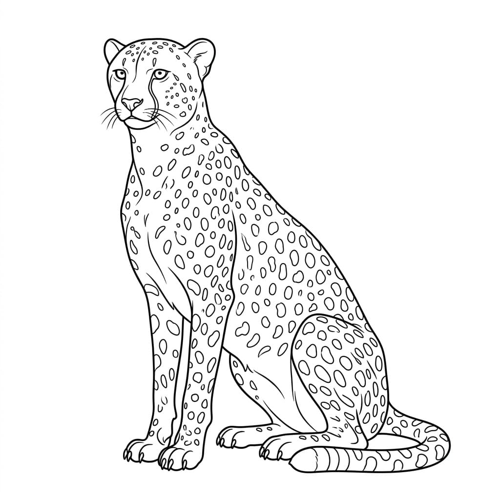 Ghepardo seduto tranquillo da colorare