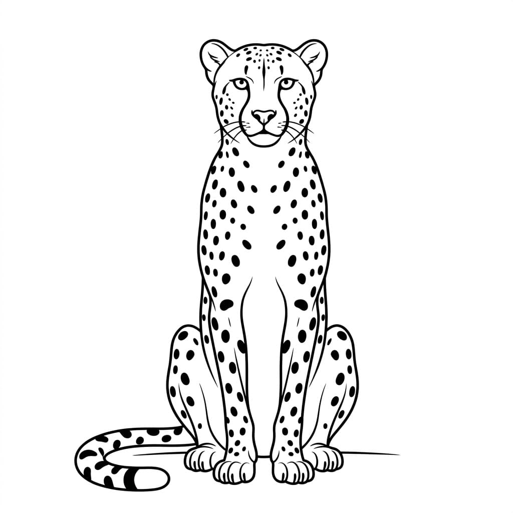 Ghepardo seduto da colorare