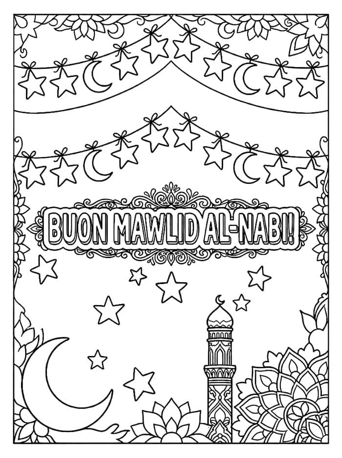 Ghirlanda di Stelle del Mawlid da colorare