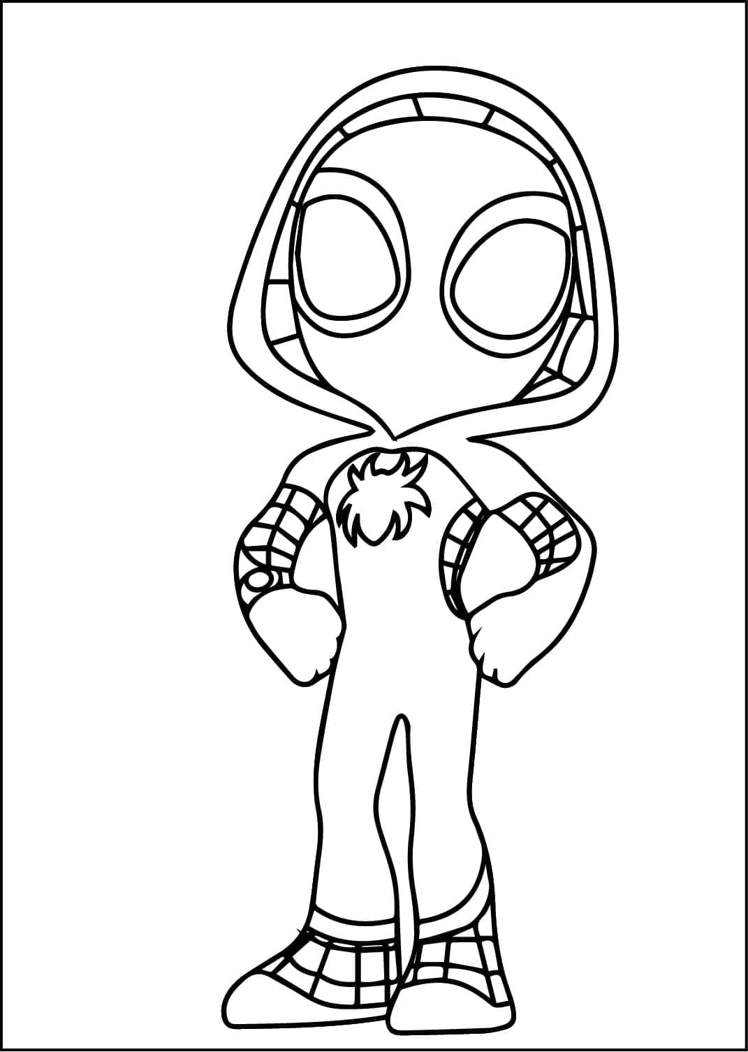 Ghost Spider Chibi Figura Intera da colorare