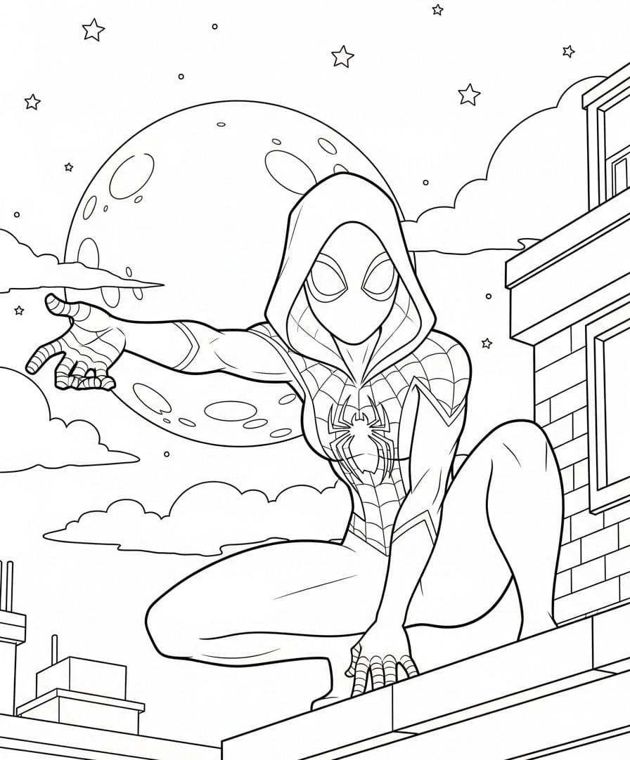 Ghost Spider al Chiaro di Luna da colorare