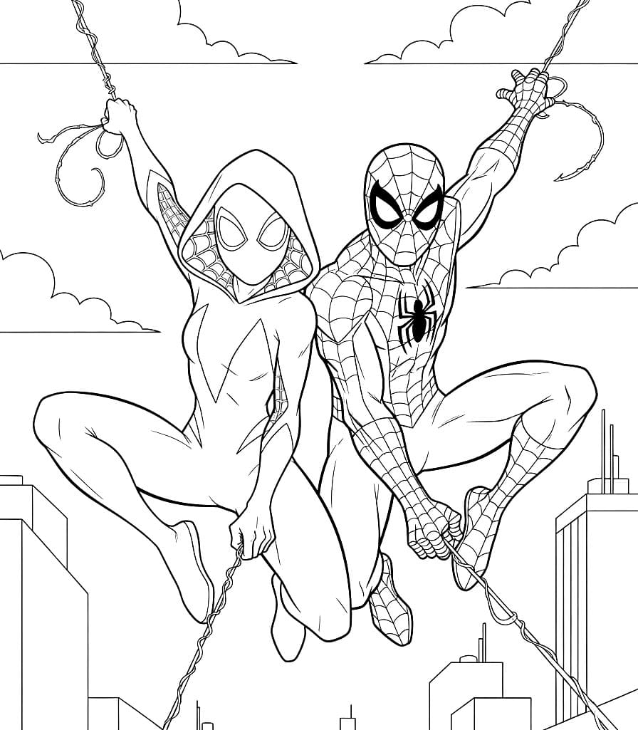 Ghost Spider e Spider Man da colorare