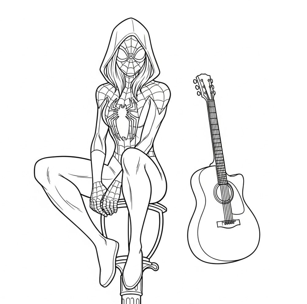 Ghost Spider e la Chitarra da colorare