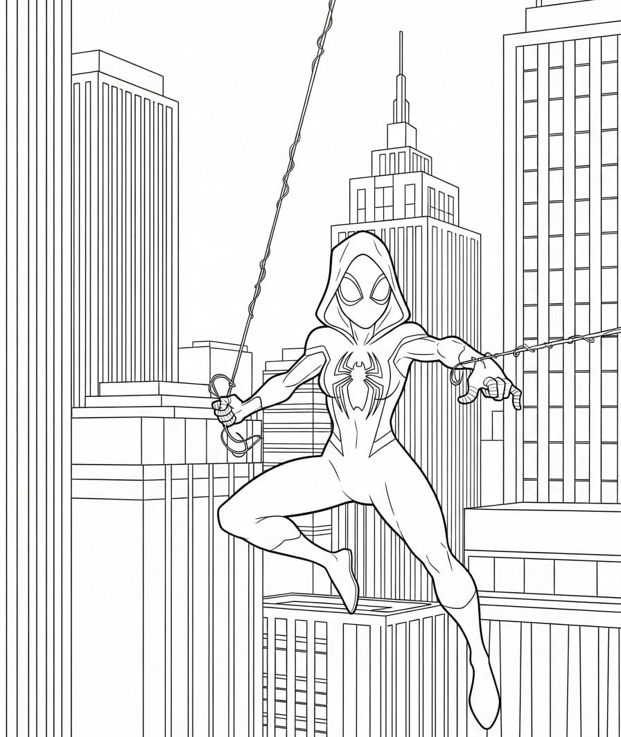Ghost Spider in Città da colorare