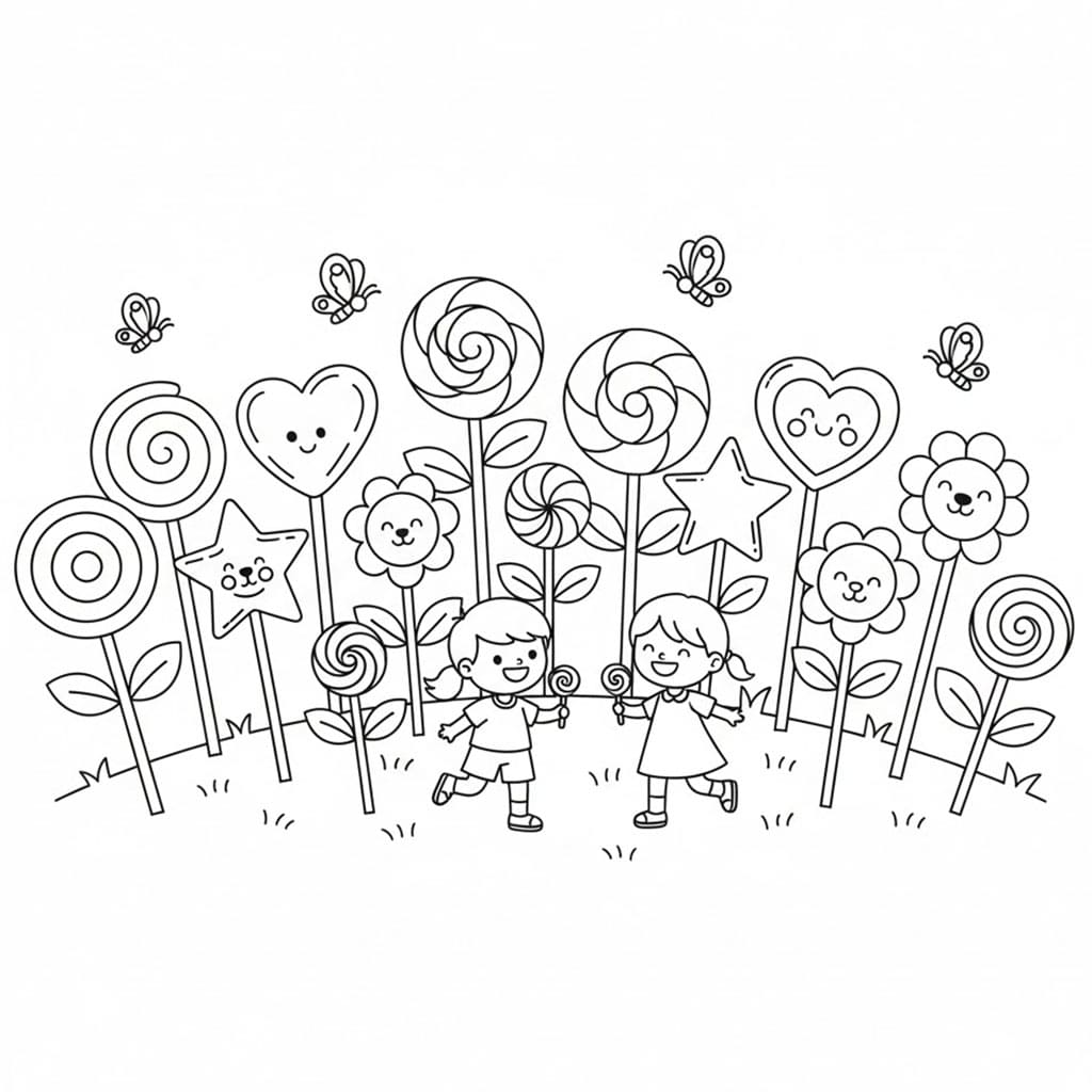 Giardino di lecca-lecca da colorare