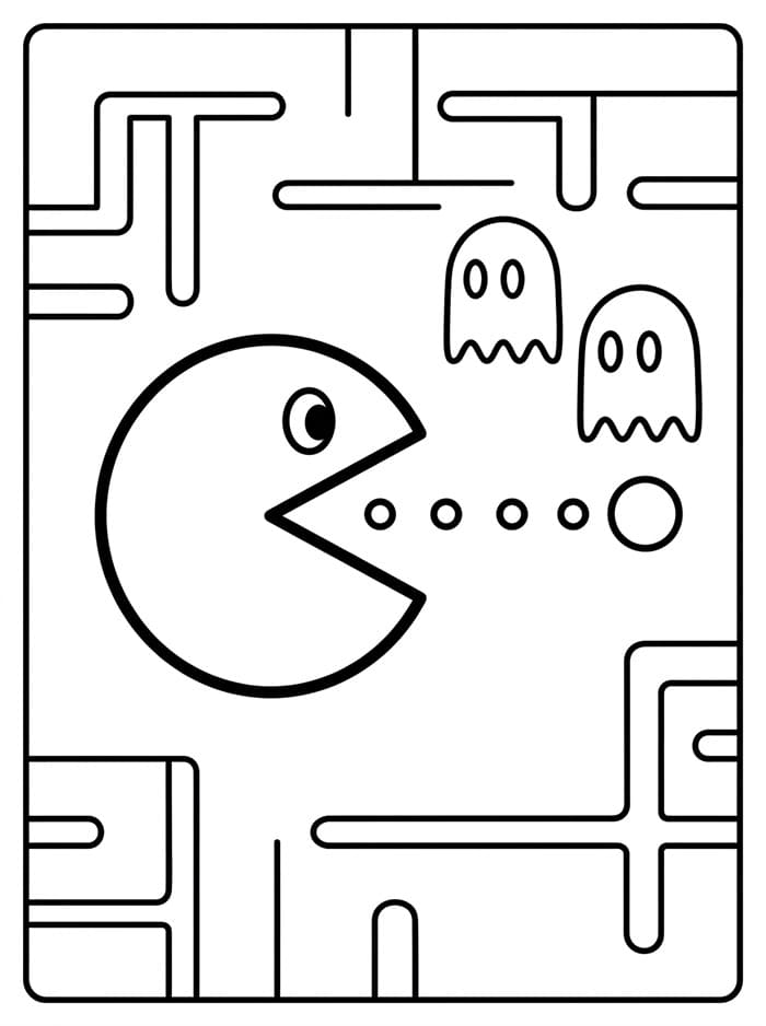 Gioco di Pac Man facile da colorare