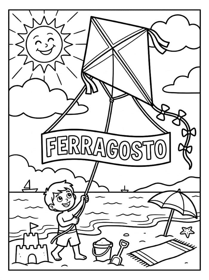 Giornata degli Aquiloni di Ferragosto da colorare