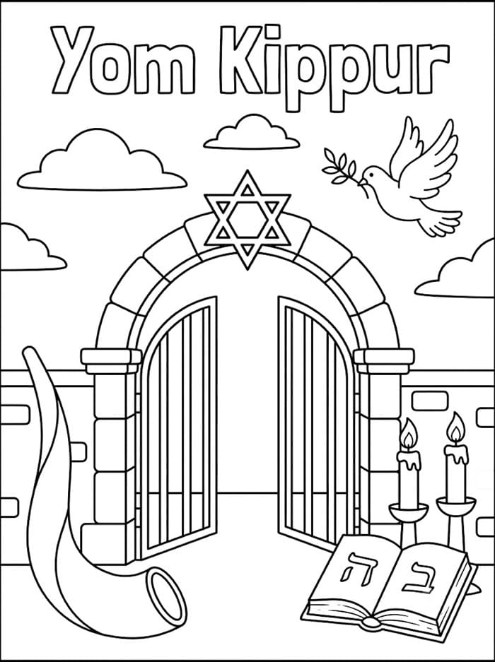 Giorno di apertura di Yom Kippur da colorare
