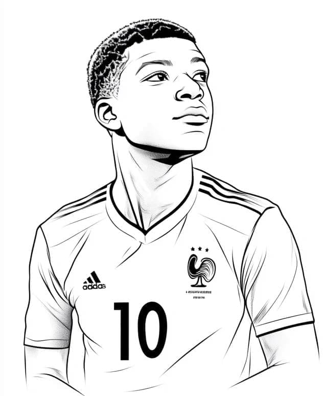 Giovane Kylian Mbappé da colorare