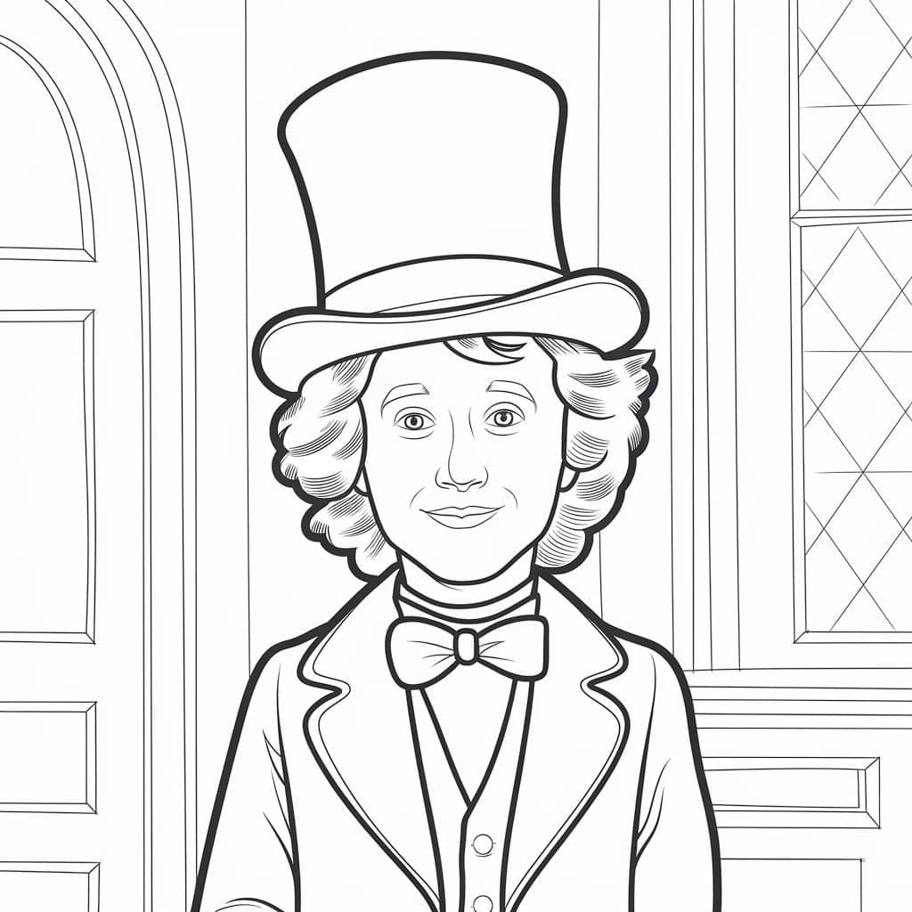 Giovane Willy Wonka da colorare