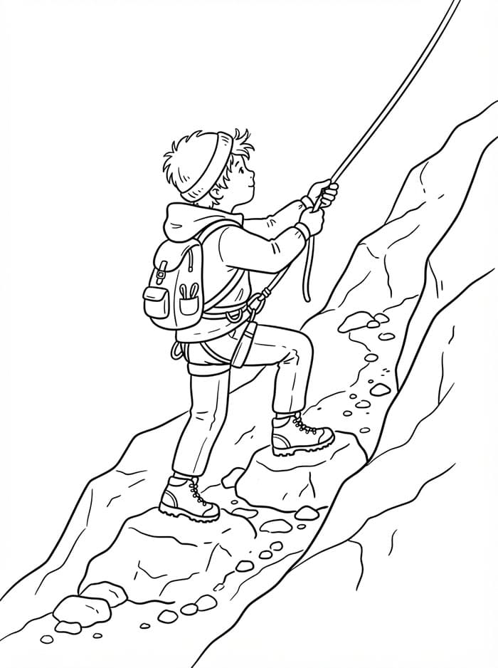 Giovane alpinista da colorare